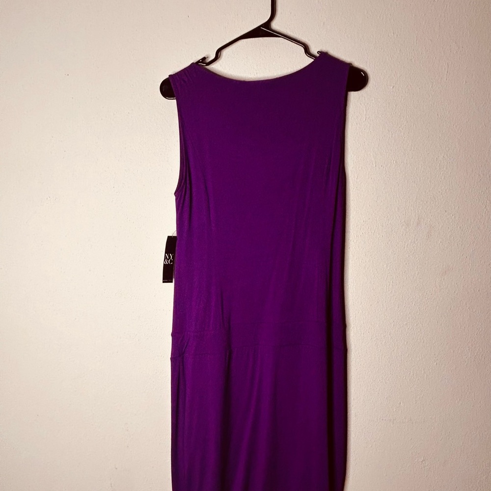 New York & Company Plum Purple Sleeveless Stretch Midi Dress Medium NWT - Picture 2 of 4